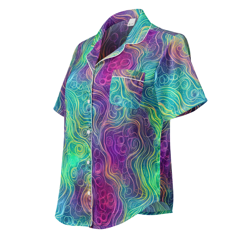 Chromatic Currents on Women's Short Sleeve Pajama Top — Left Front