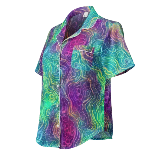 Chromatic Currents on a Women's Short Sleeve Pajama Top