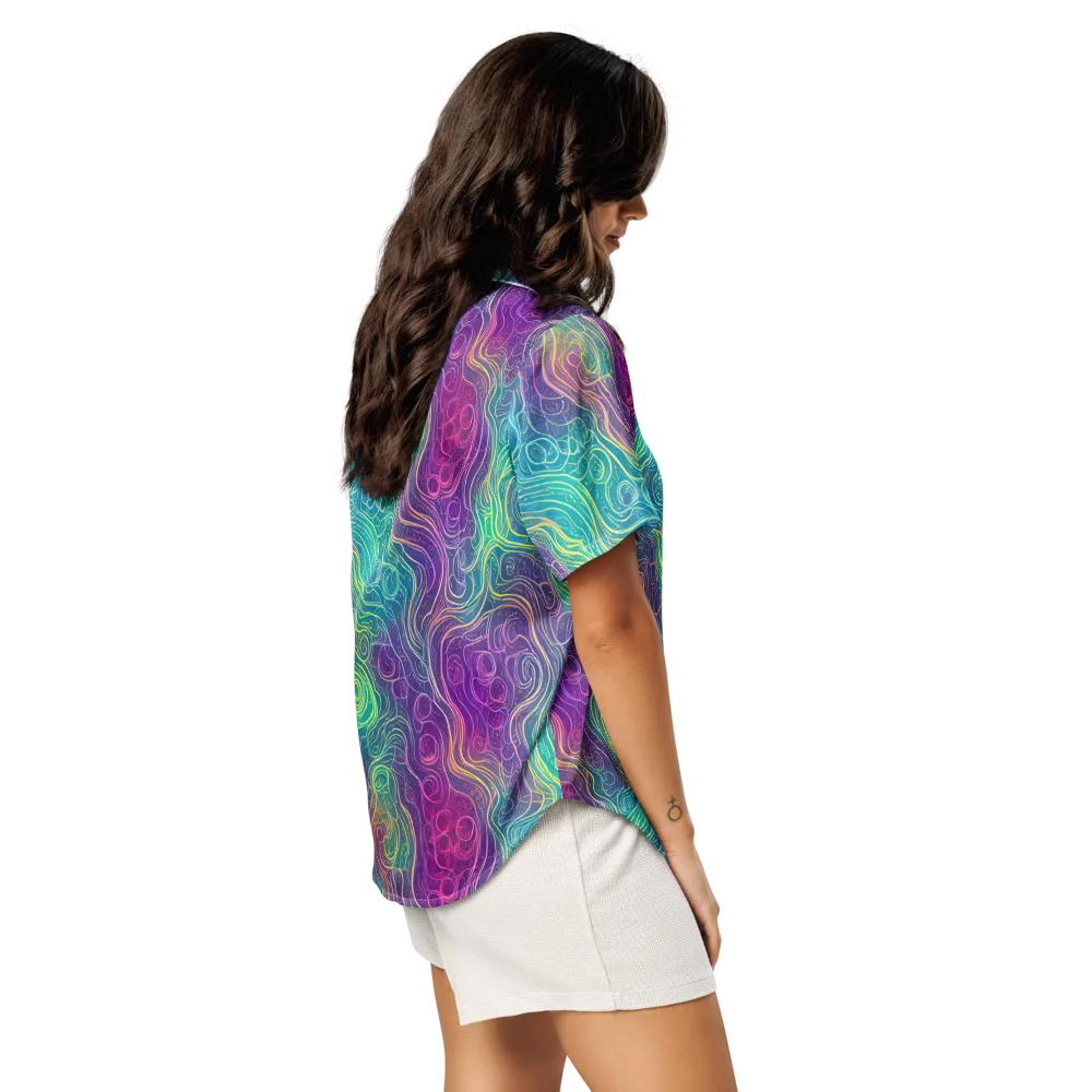 Chromatic Currents on Women's Short Sleeve Pajama Top — Right Back