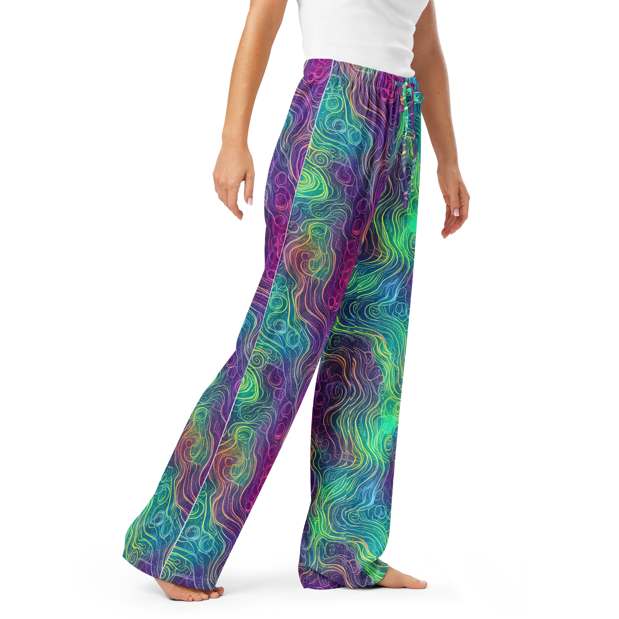 Chromatic Currents on Women's Pajama Pants — Right Front