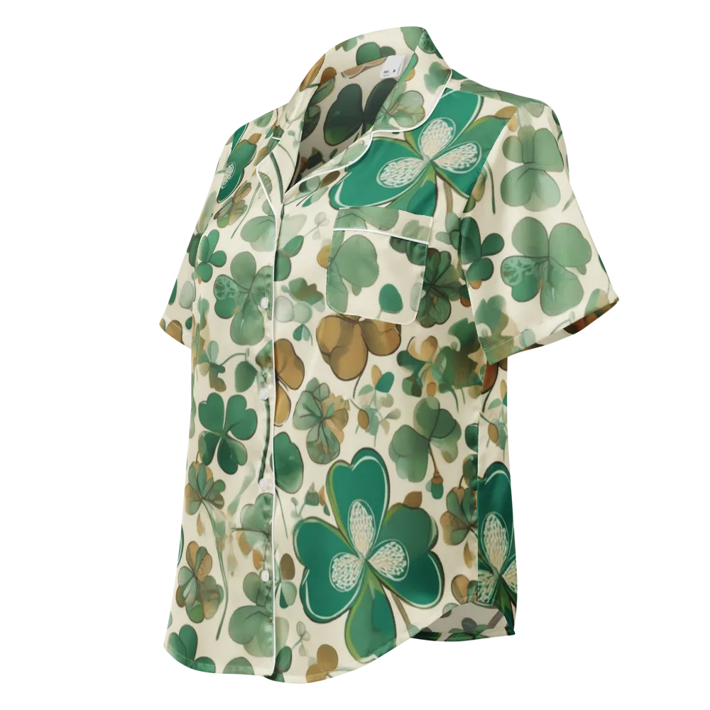 Cloverfield Reverie on Women's Short Sleeve Pajama Top — Left Front