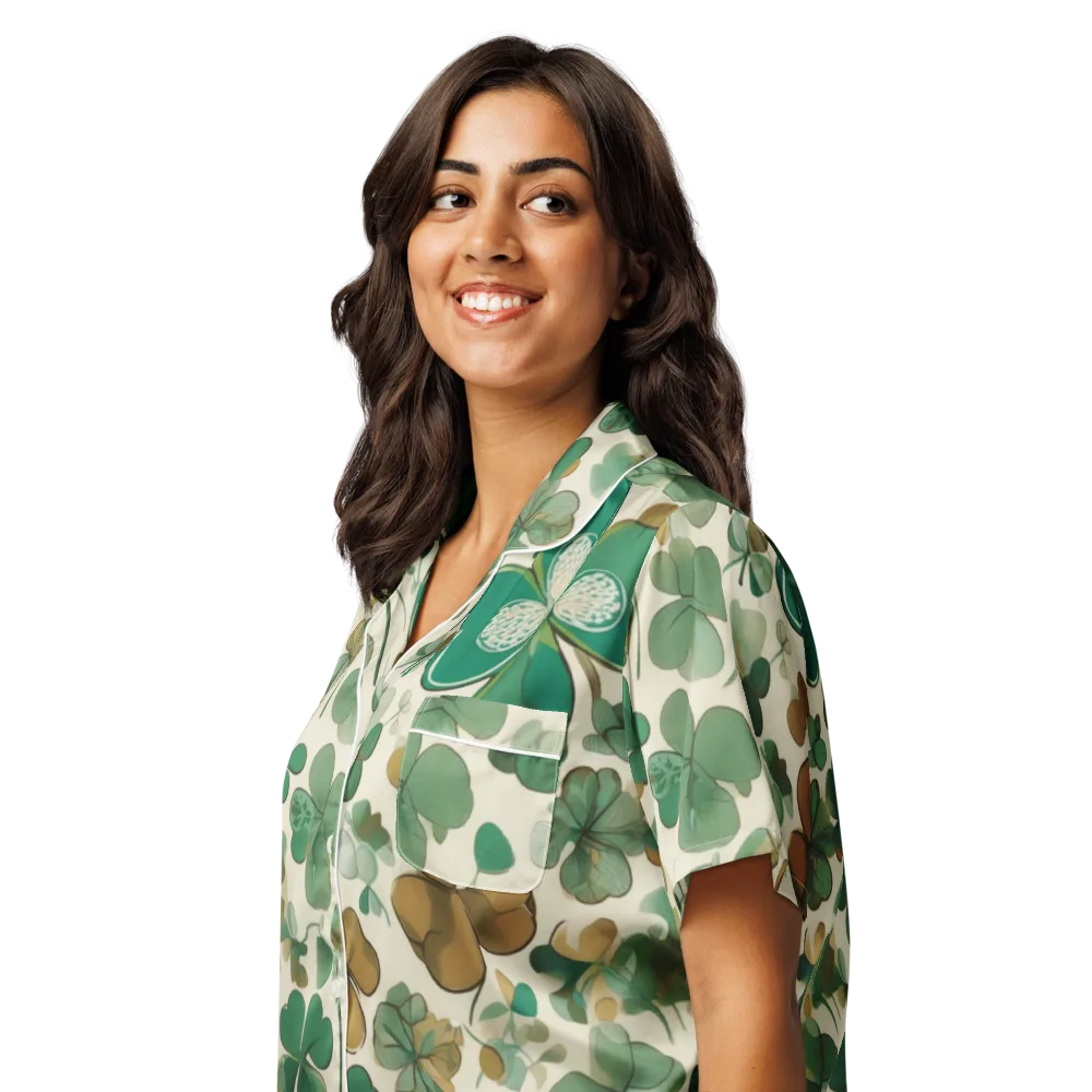 Cloverfield Reverie on Women's Short Sleeve Pajama Top — Left Front