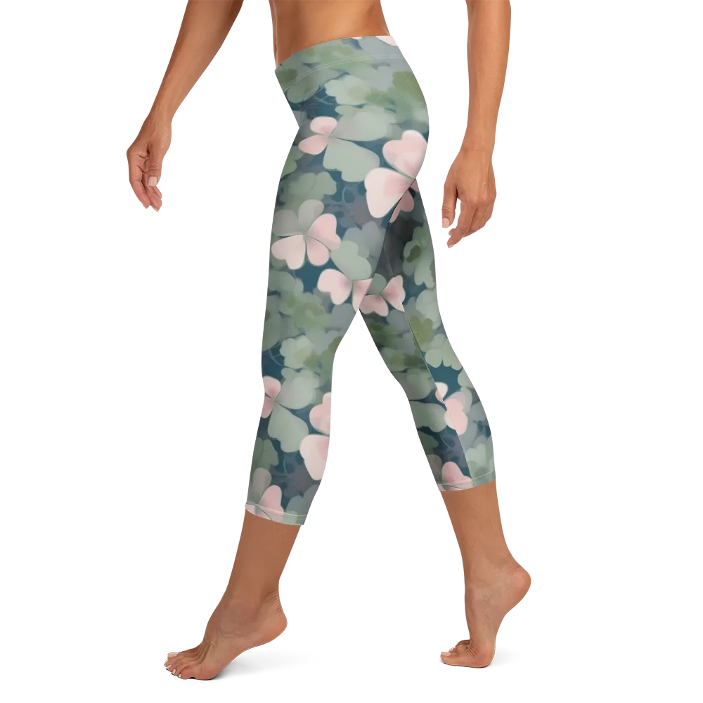 Moonlit Petal Drift on Capri Leggings — Left