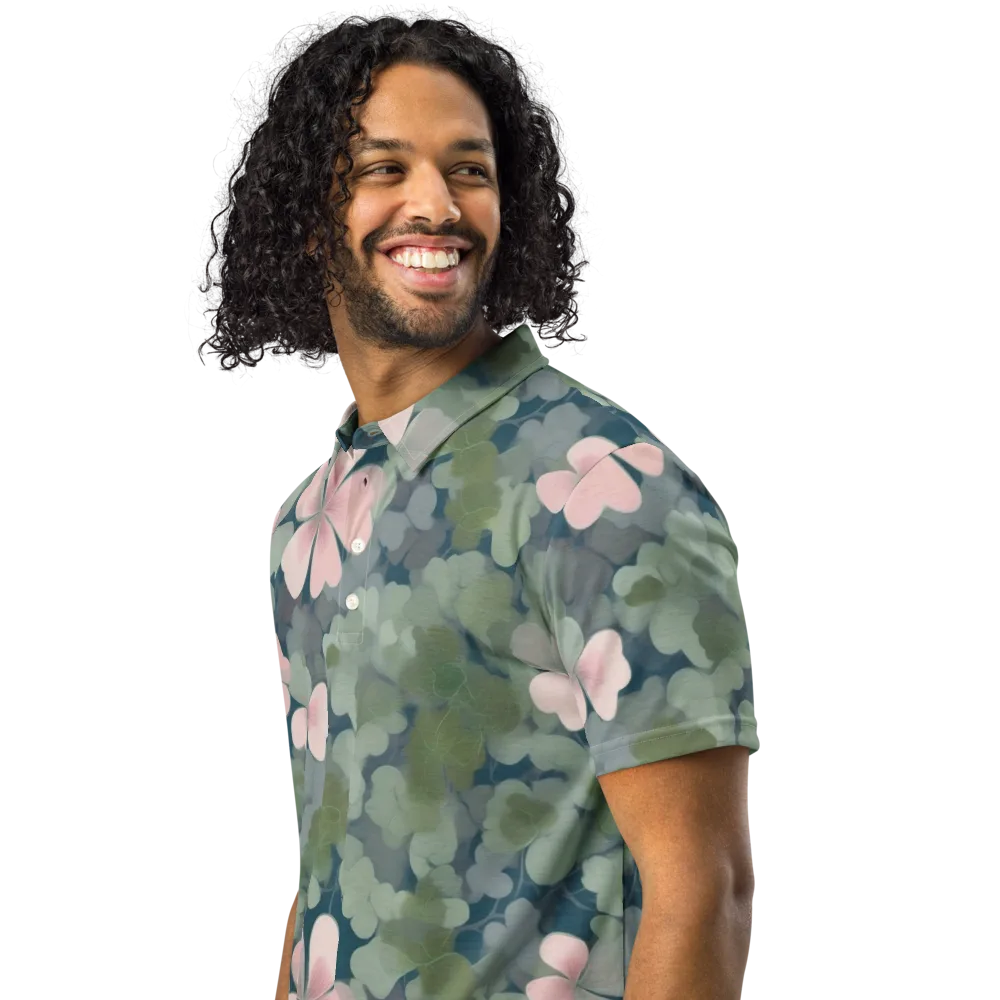 Moonlit Petal Drift on Men's Slim Fit Polo Shirt — Left Front