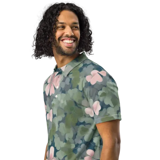 Moonlit Petal Drift on a Men's Slim Fit Polo Shirt