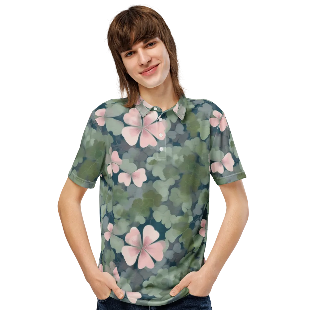 Moonlit Petal Drift on Men's Slim Fit Polo Shirt — Front