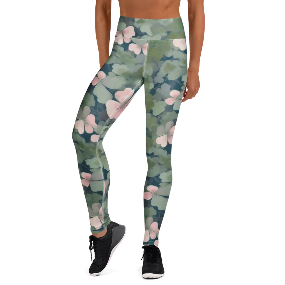 Moonlit Petal Drift on Yoga Leggings — Front