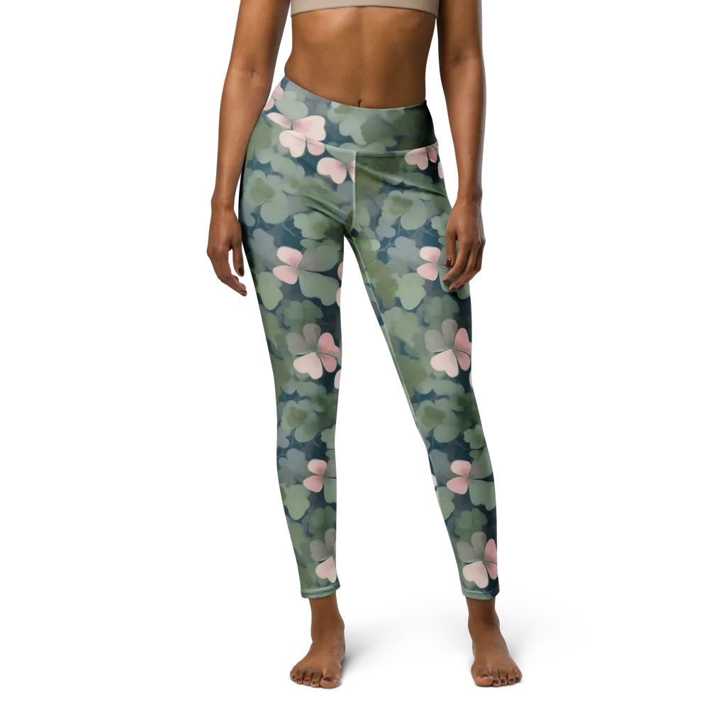 Moonlit Petal Drift on Yoga Leggings — Front