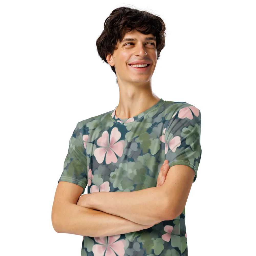 Moonlit Petal Drift on Men's Crew Neck T-Shirt — Left Front
