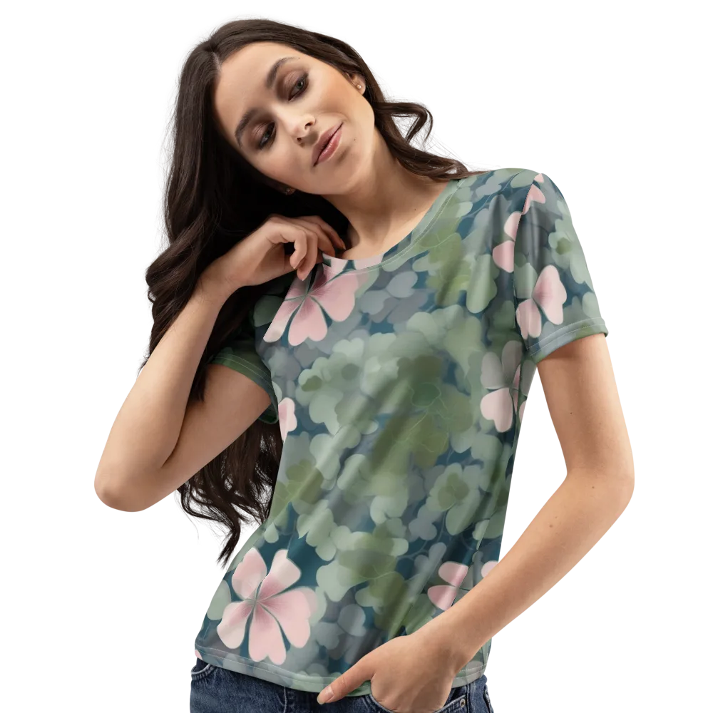 Moonlit Petal Drift on Women's Crew Neck T-Shirt — Left Front