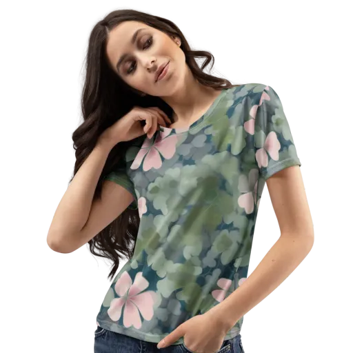 Moonlit Petal Drift on a Women's Crew Neck T-Shirt