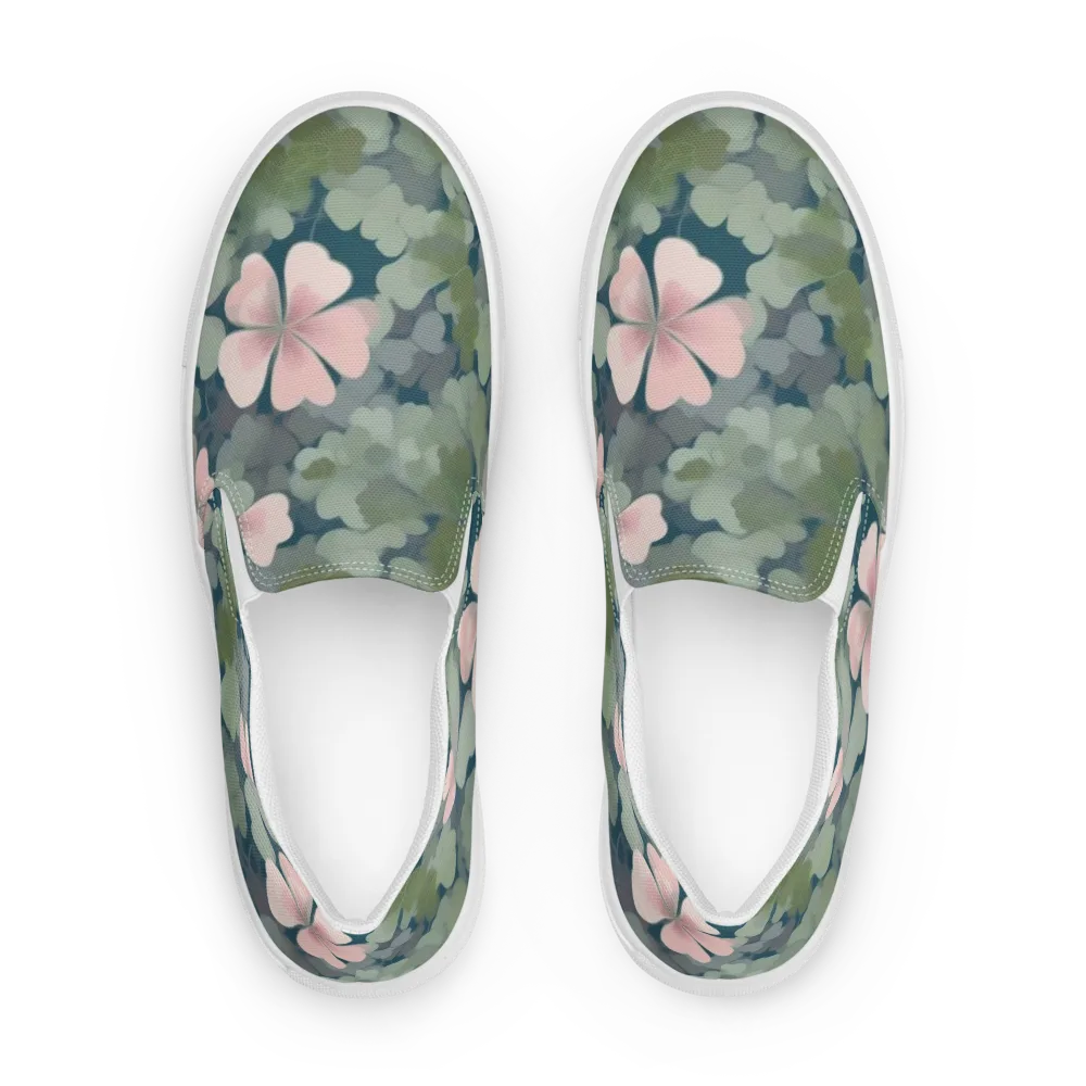 Moonlit Petal Drift on Men's Slip-On Canvas Shoes — Front