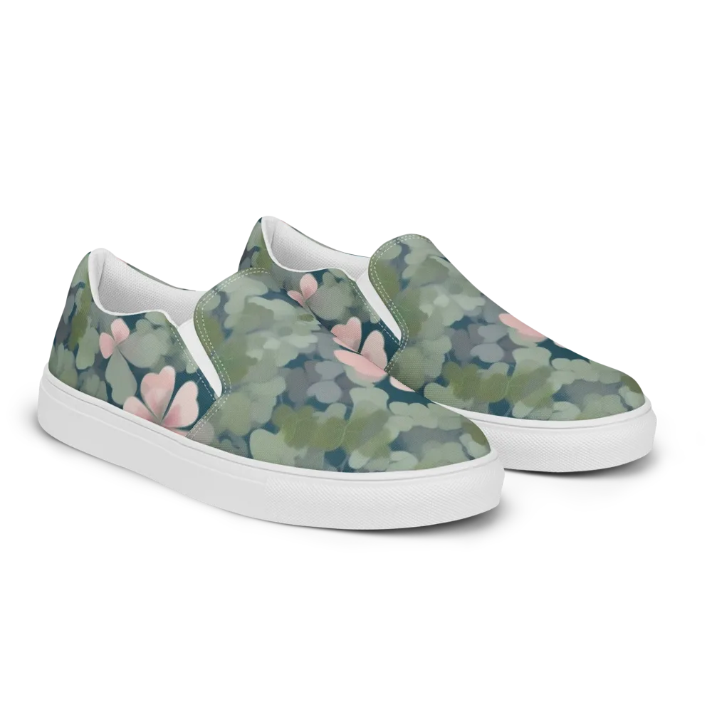 Moonlit Petal Drift on Men's Slip-On Canvas Shoes — Right Front