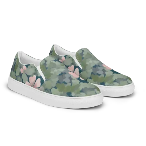 Moonlit Petal Drift on a Men's Slip-On Canvas Shoes