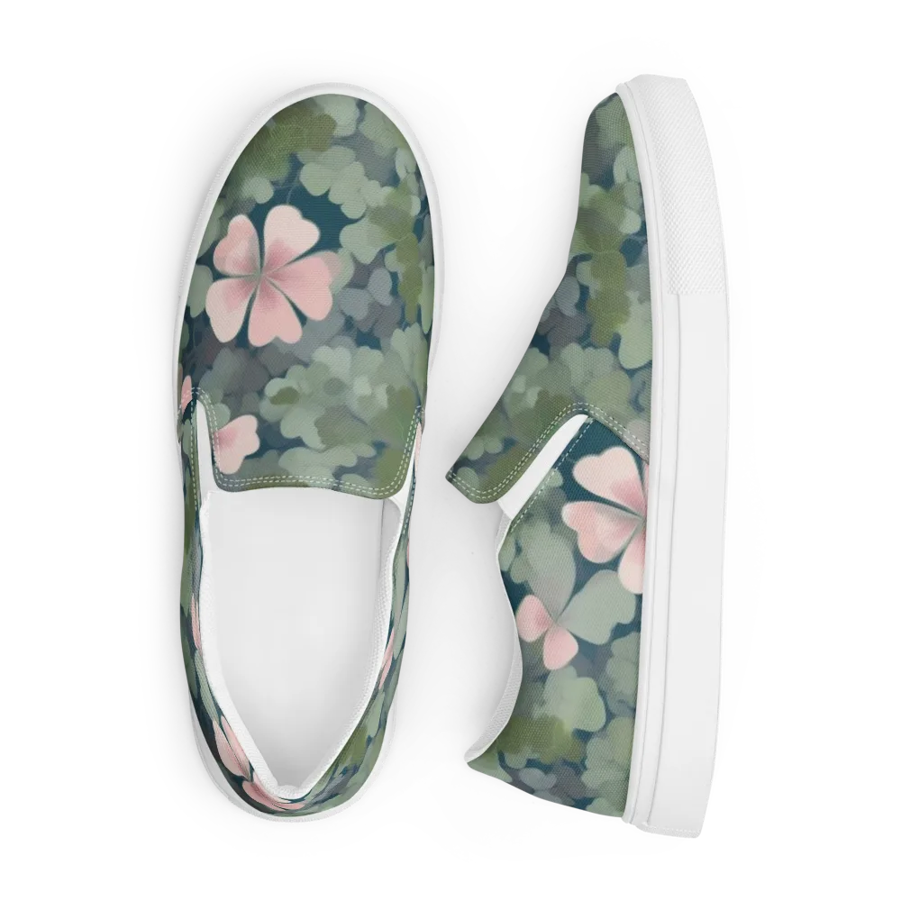 Moonlit Petal Drift on Men's Slip-On Canvas Shoes — Front