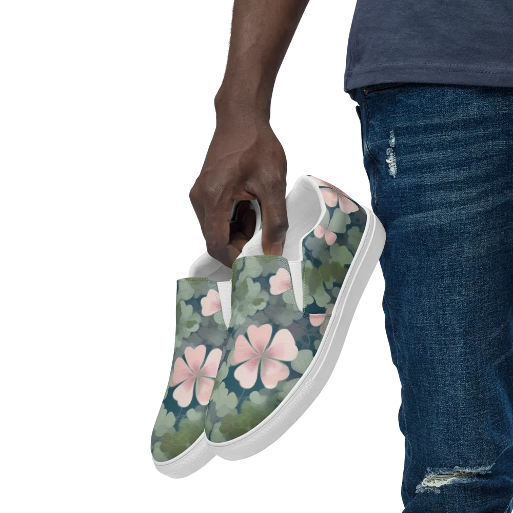 Moonlit Petal Drift on Men's Slip-On Canvas Shoes — Left Front