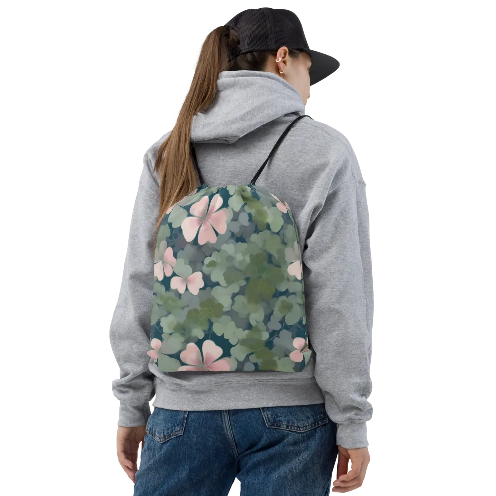 Moonlit Petal Drift on Drawstring Bag — Front