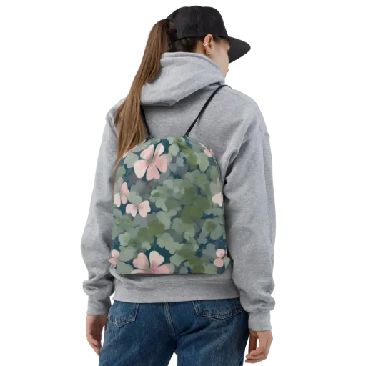 Moonlit Petal Drift on a Drawstring Bag