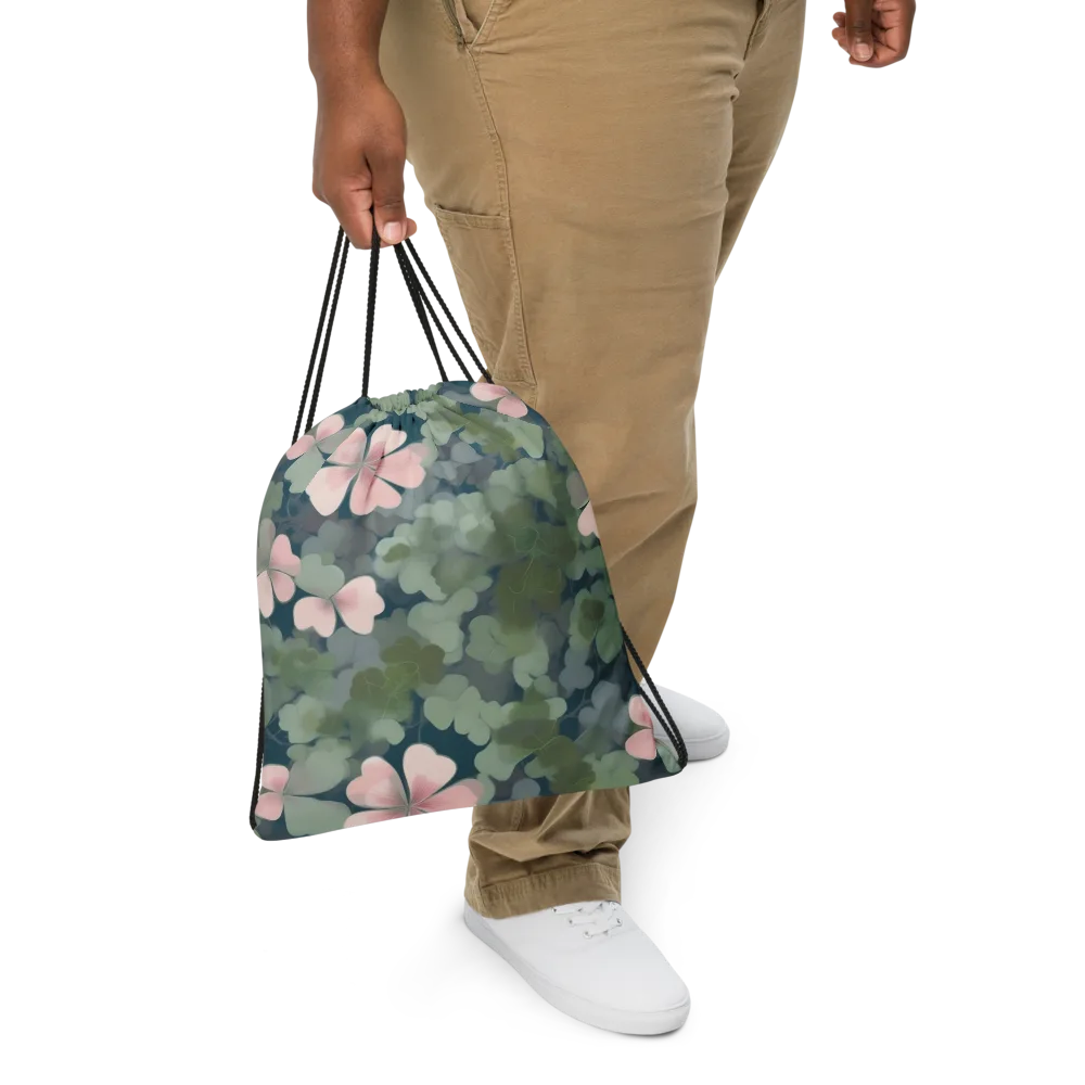 Moonlit Petal Drift on Drawstring Bag — Front