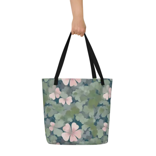 Moonlit Petal Drift on a Large Tote Bag W/ Pocket