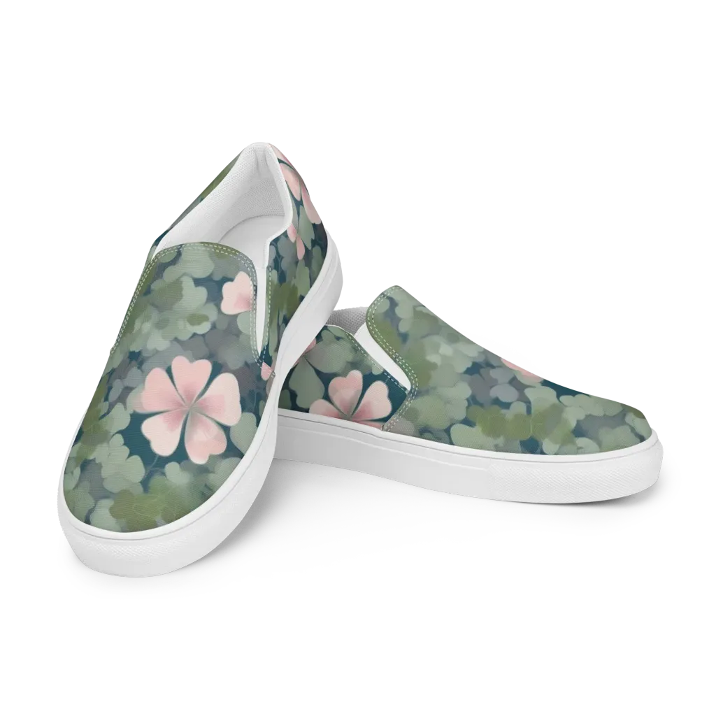 Moonlit Petal Drift on Women's Slip-On Canvas Shoes — Left Front