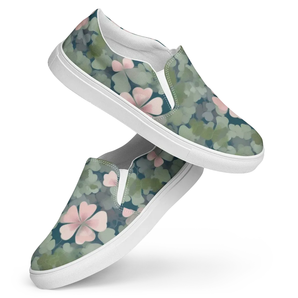 Moonlit Petal Drift on Women's Slip-On Canvas Shoes — Front