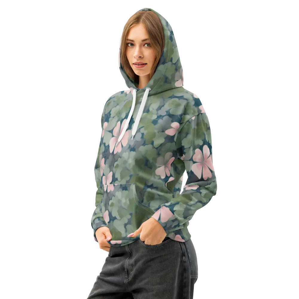 Moonlit Petal Drift on Cotton Hoodie — Left Front