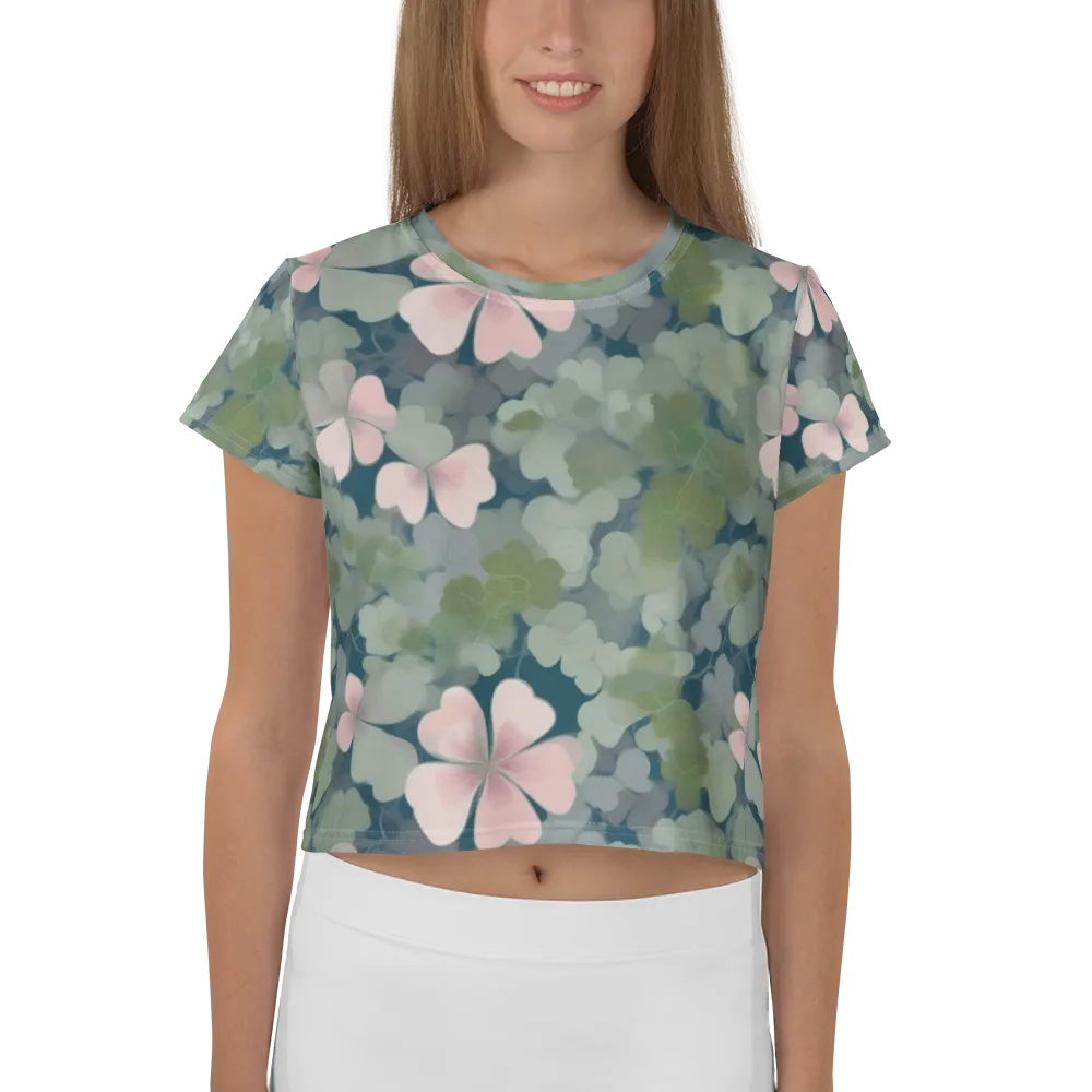 Moonlit Petal Drift on Crop Tee — Front