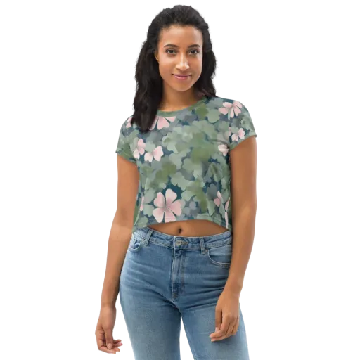 Moonlit Petal Drift on a Crop Tee