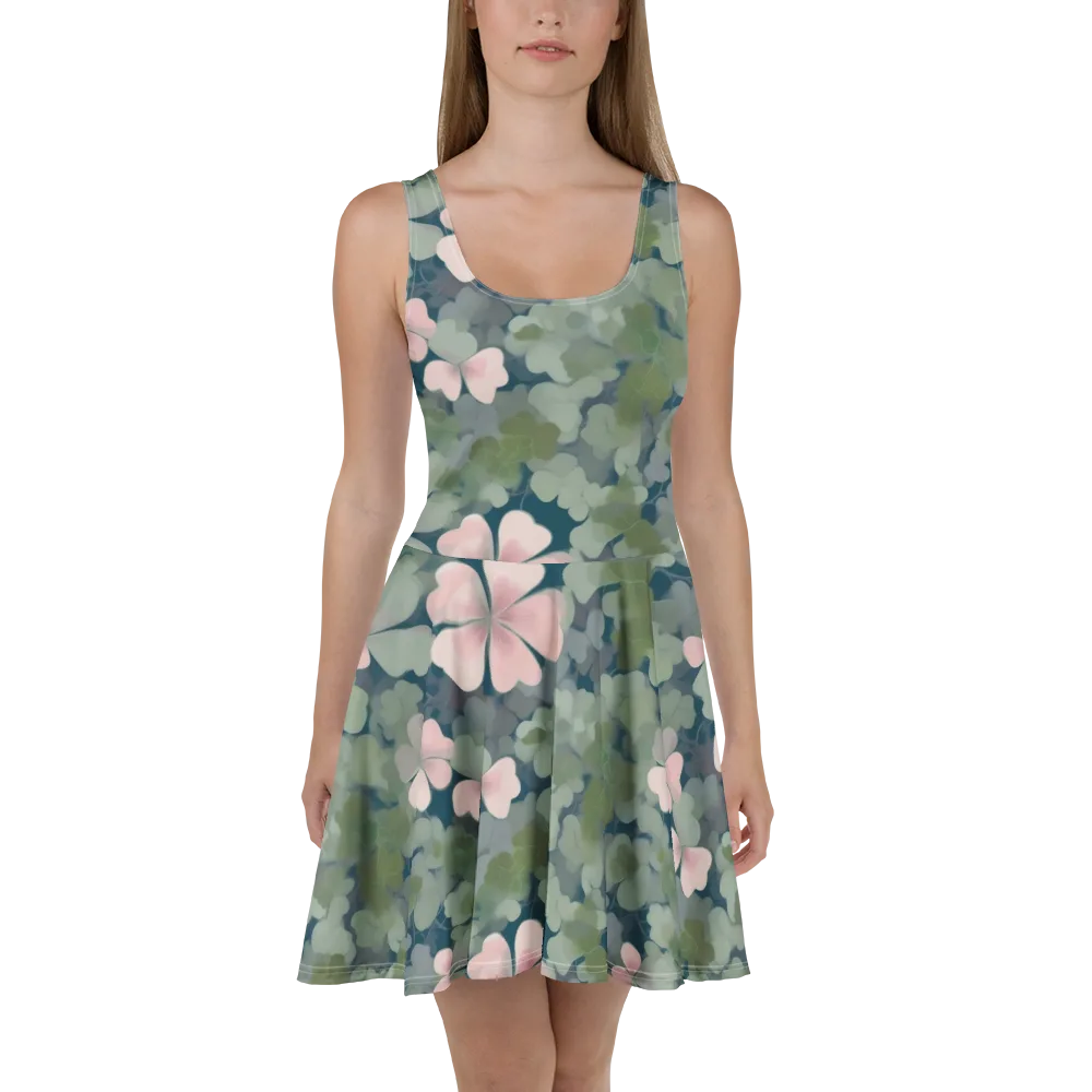 Moonlit Petal Drift on Skater Dress — Front