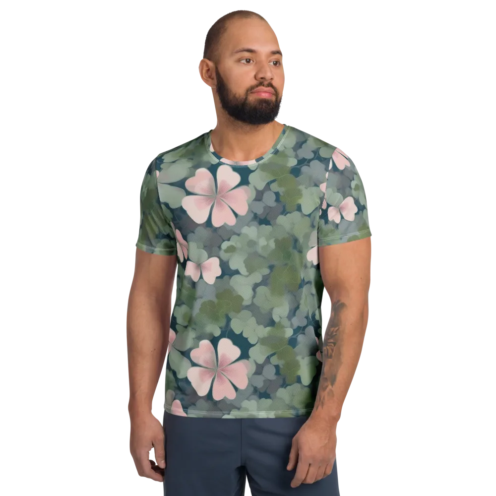 Moonlit Petal Drift on Men's Athletic T-Shirt — Front