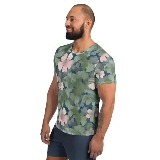 Moonlit Petal Drift on a Men's Athletic T-Shirt