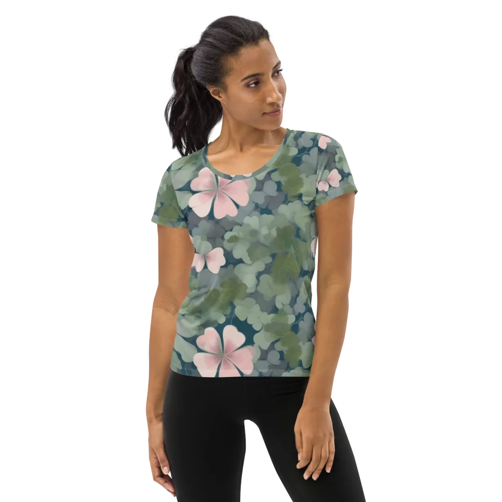 Moonlit Petal Drift on Women's Athletic T-Shirt — Front