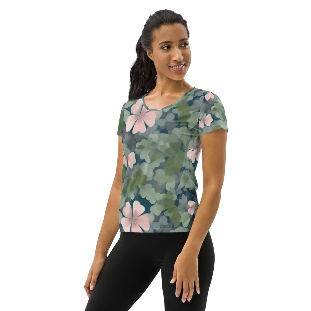 Moonlit Petal Drift on Women's Athletic T-Shirt — Left