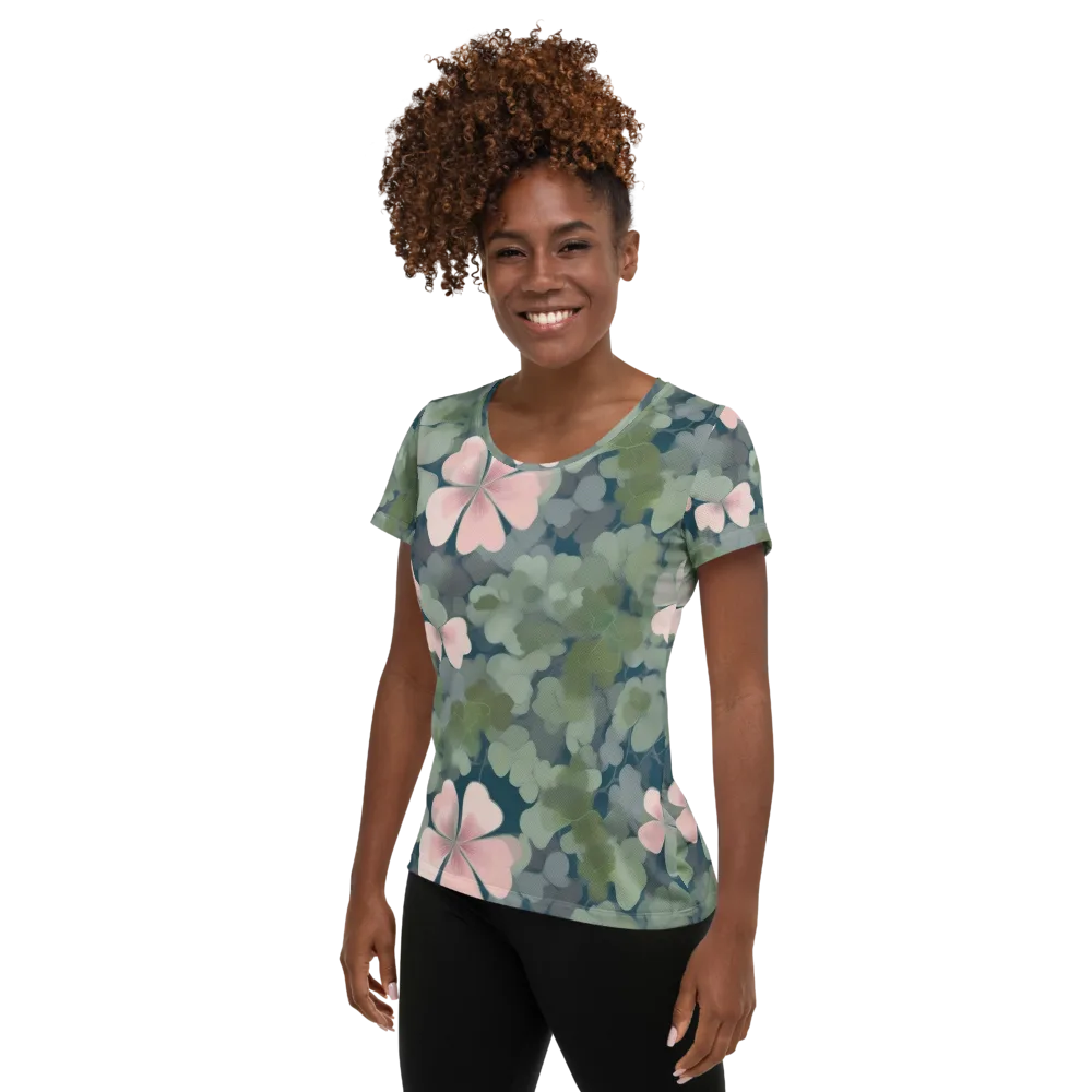 Moonlit Petal Drift on Women's Athletic T-Shirt — Left