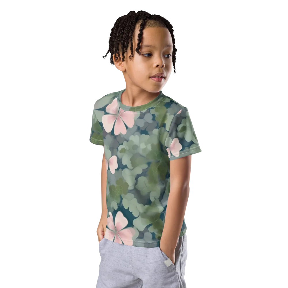 Moonlit Petal Drift on Kids Crew Neck T-Shirt — Left Front