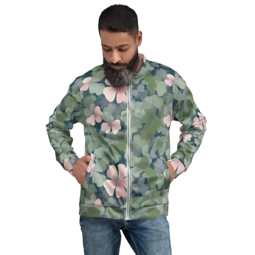 Moonlit Petal Drift on a Bomber Jacket