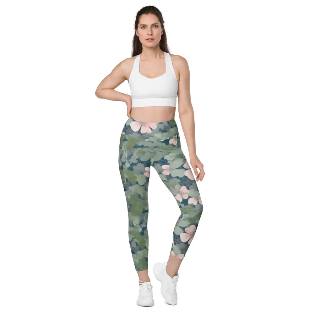 Moonlit Petal Drift on Leggings with Pockets — Front