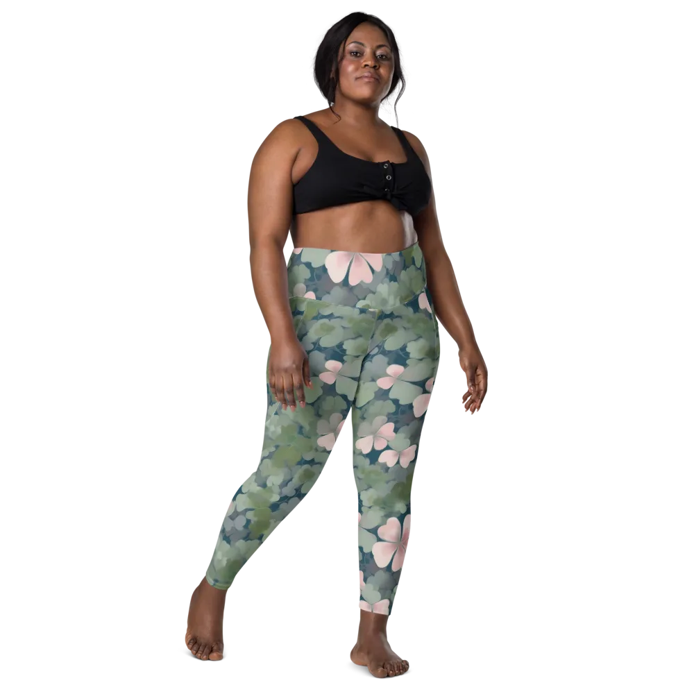 Moonlit Petal Drift on Leggings with Pockets — Front