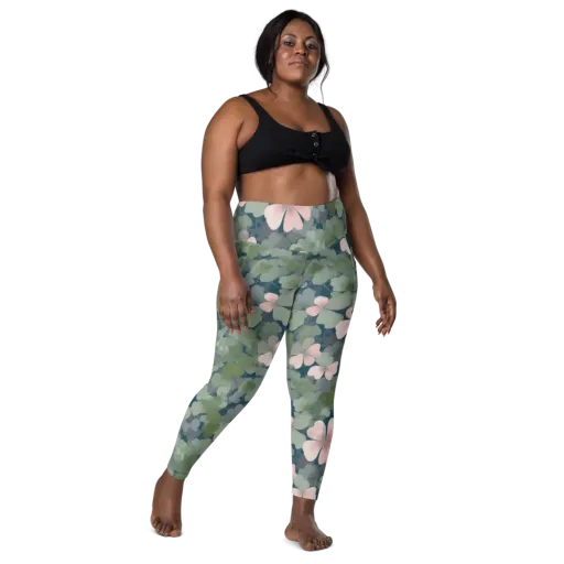 Moonlit Petal Drift on a Leggings with Pockets