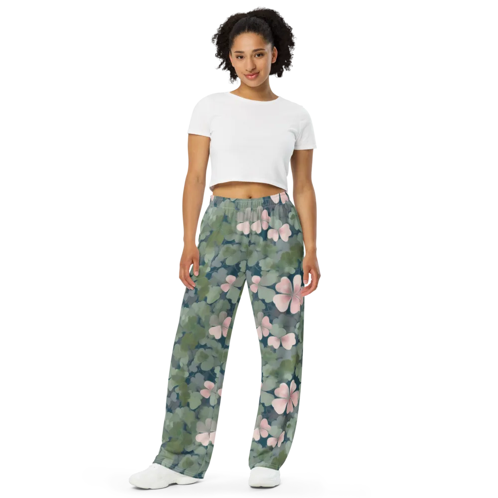 Moonlit Petal Drift on Wide-Leg Pants — Front
