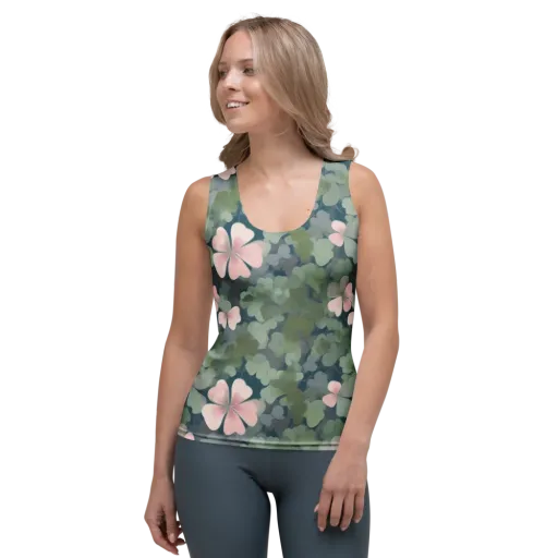 Moonlit Petal Drift on a Women's Tank Top