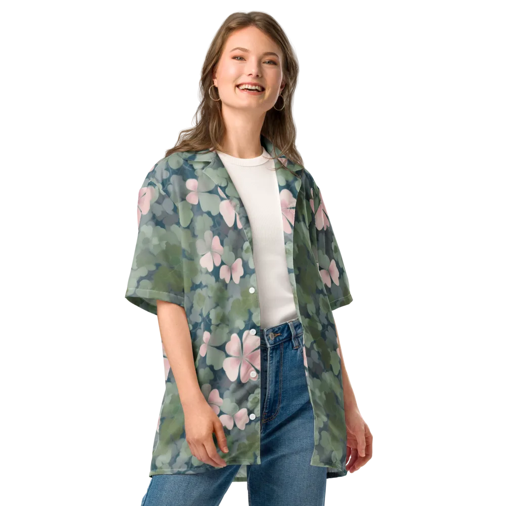 Moonlit Petal Drift on Button Shirt — Front