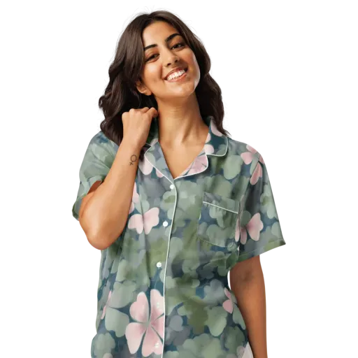 Moonlit Petal Drift on a Women's Short Sleeve Pajama Top