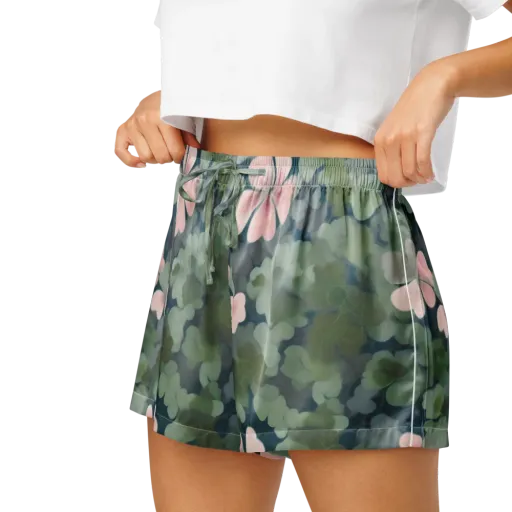 Moonlit Petal Drift on a Women's Pajama Shorts