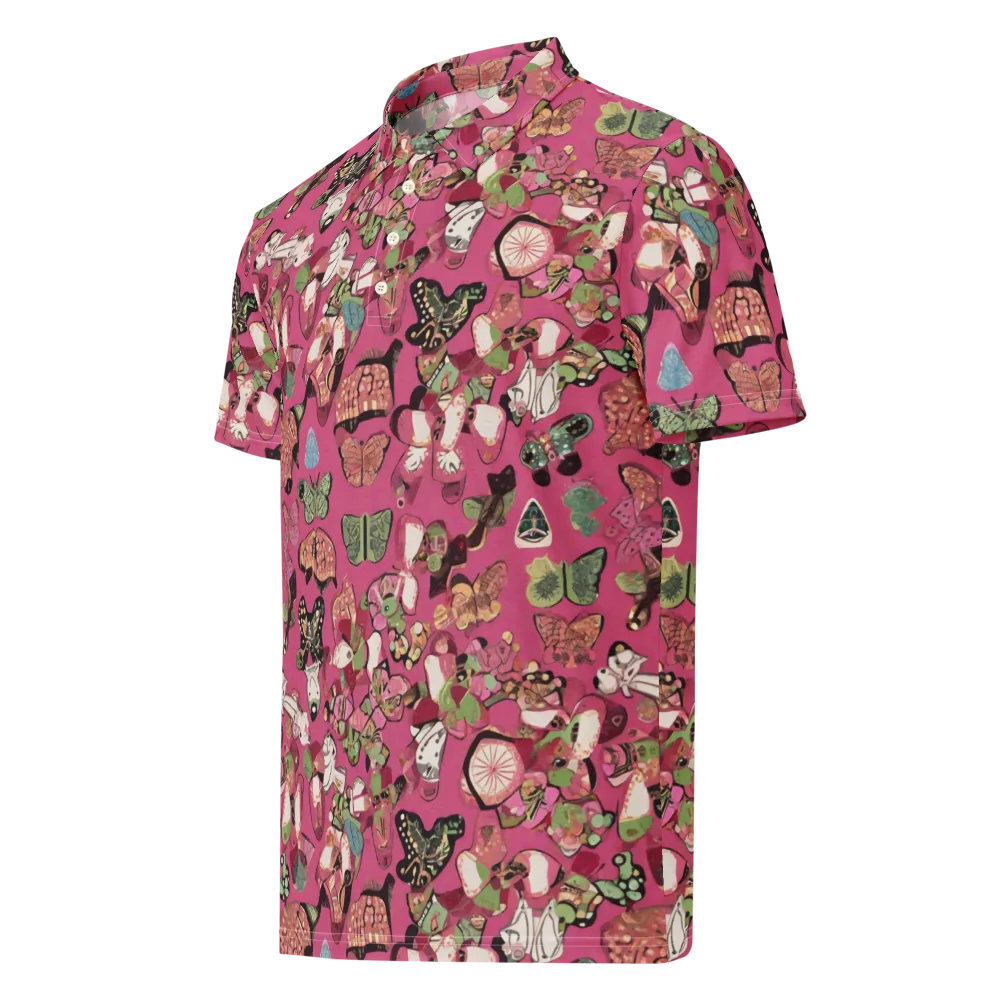 Rosebud Menagerie on Men's Slim Fit Polo Shirt — Left Front