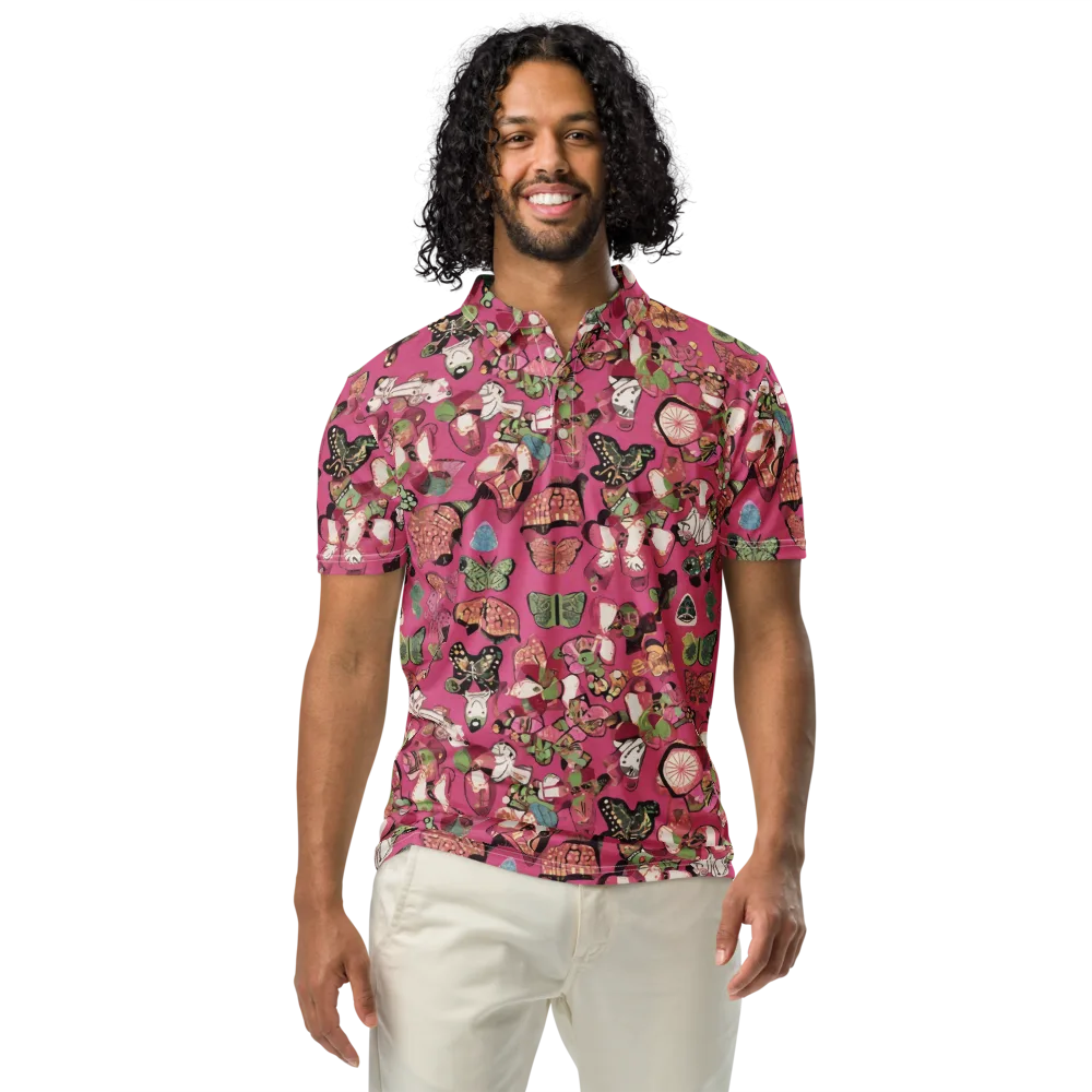 Rosebud Menagerie on Men's Slim Fit Polo Shirt — Front