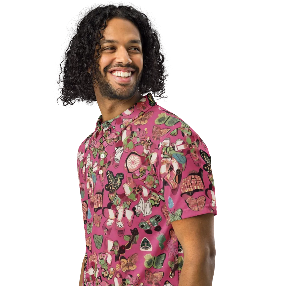 Rosebud Menagerie on Men's Slim Fit Polo Shirt — Left Front