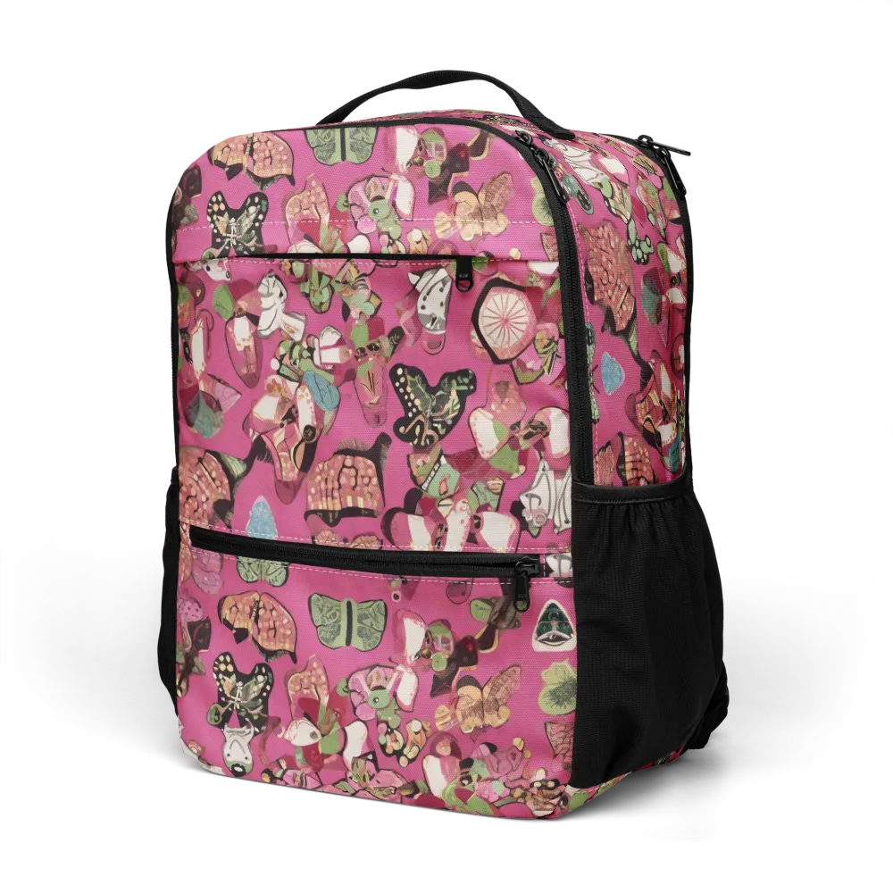 Rosebud Menagerie on Utility Backpack — Left Front