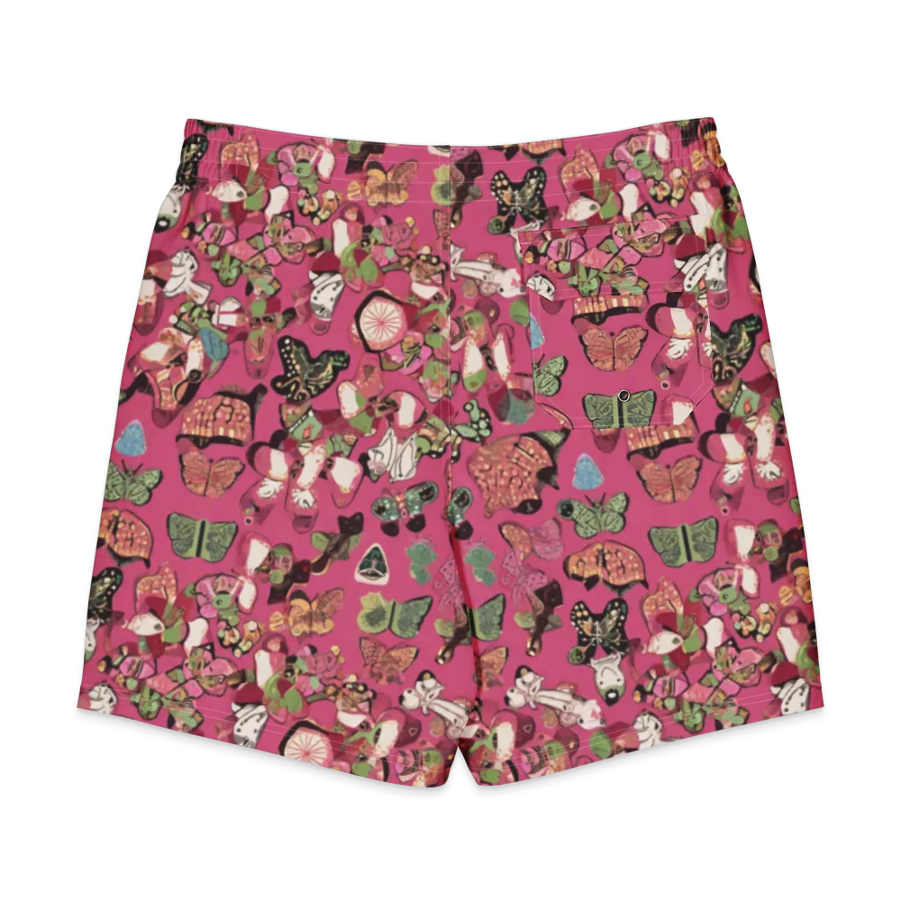Rosebud Menagerie on Men's Board Shorts — Back